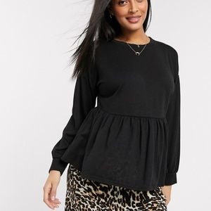 ASOS Maternity Black Long Sleeve Peplum Tee 8